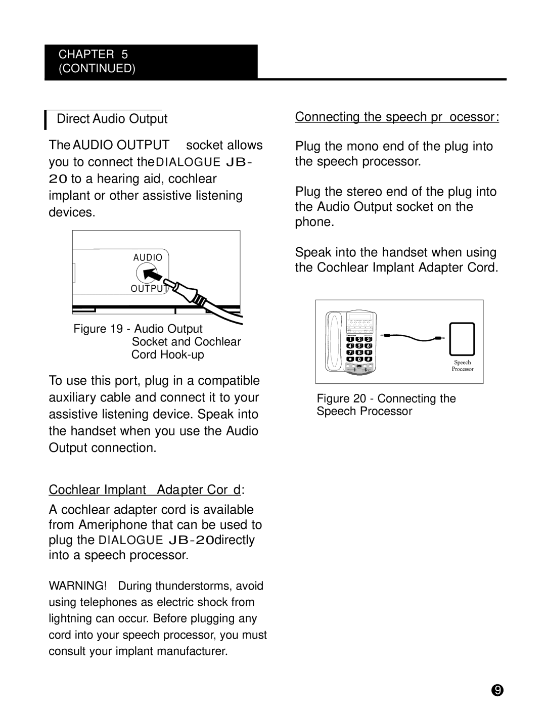 Ameriphone JB-20 operating instructions Direct Audio Output 