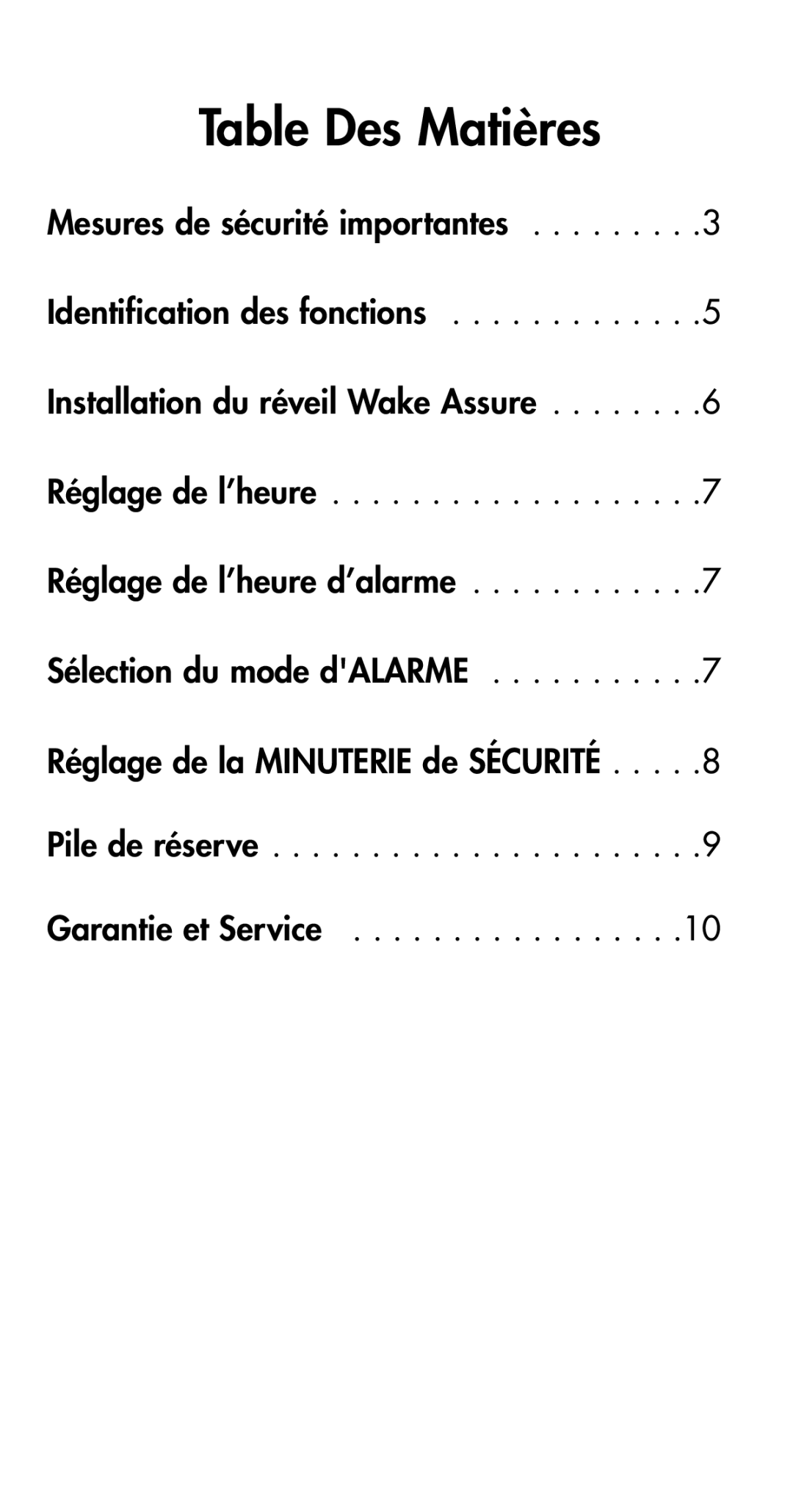 Ameriphone M18599 manual Table Des Matières 