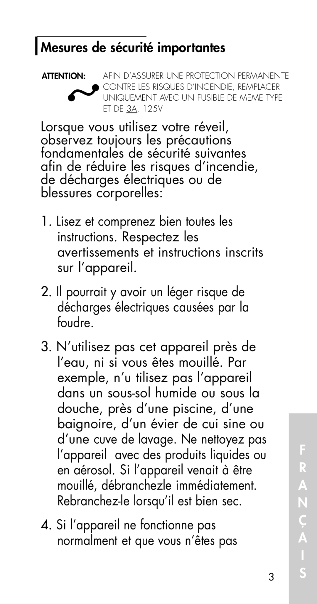 Ameriphone M18599 manual Mesures de sécurité importantes 