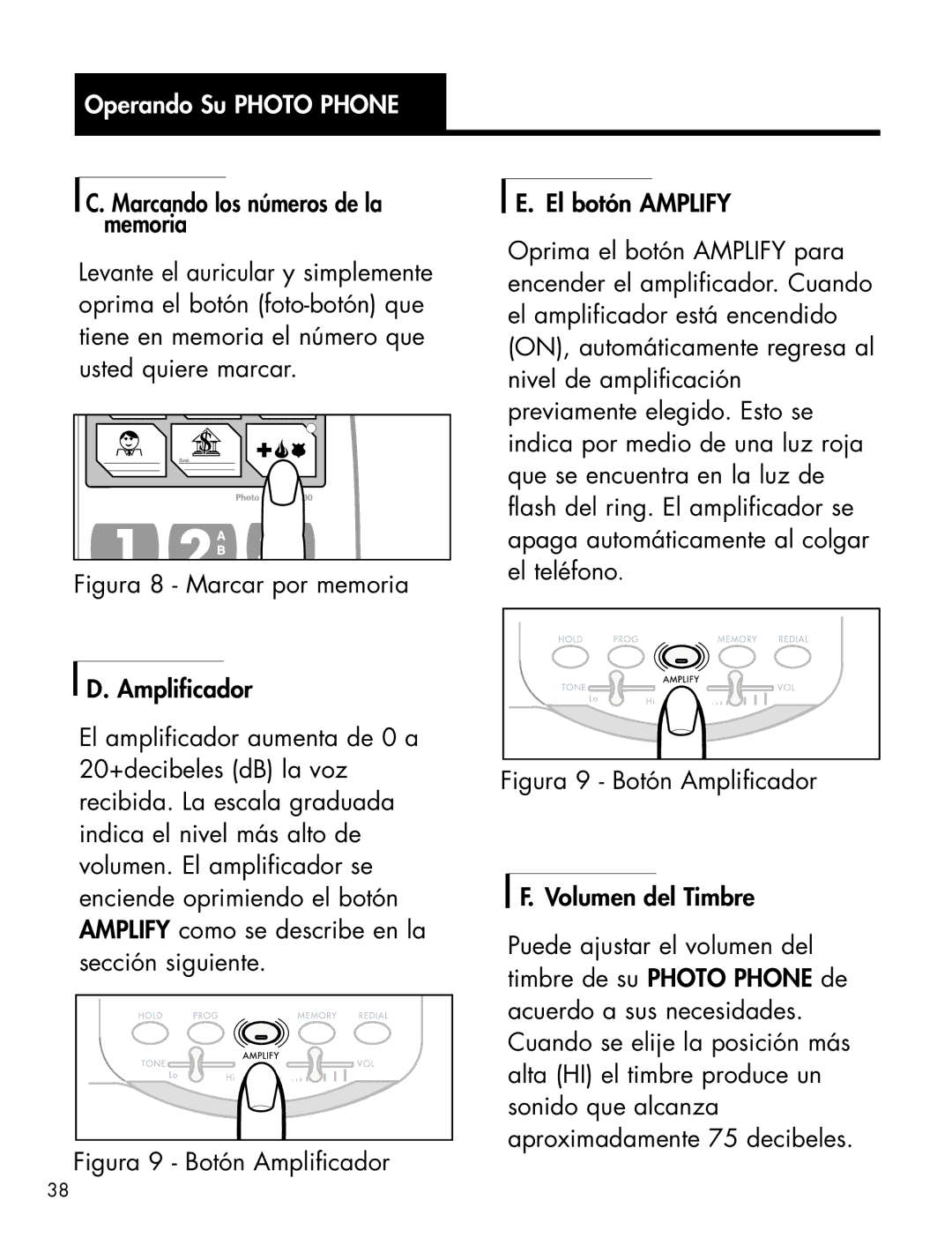 Ameriphone P-300 manual Marcando los números de la memoria 