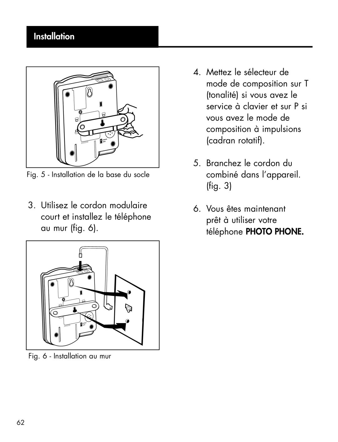 Ameriphone P-300 manual Installation de la base du socle 