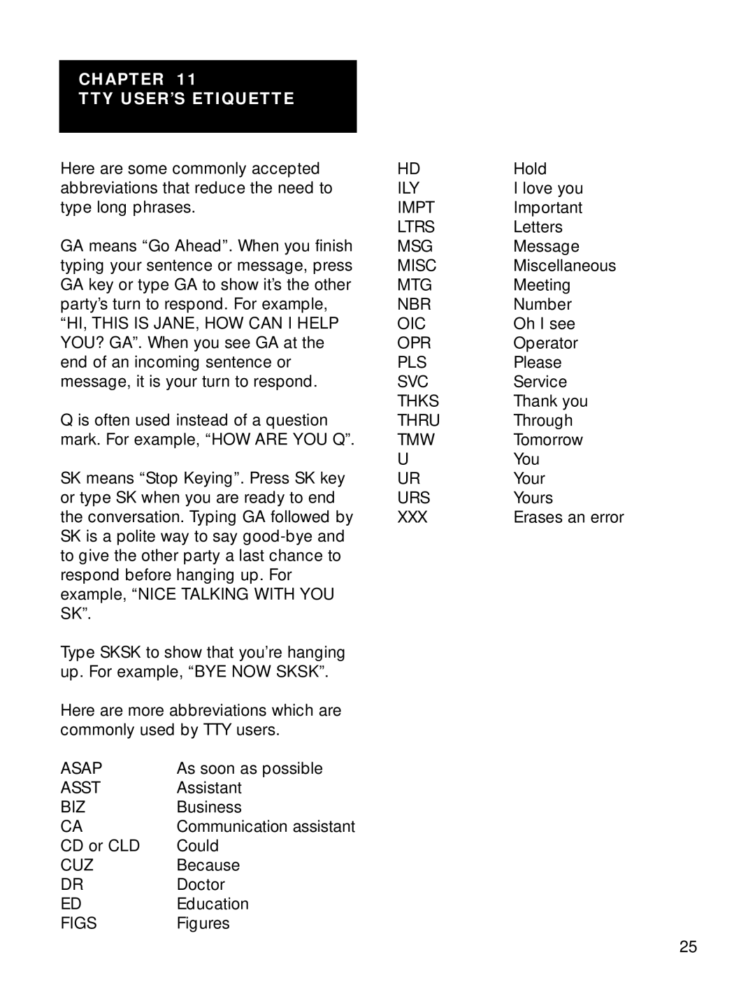 Ameriphone Q90 operating instructions Chapter TTY USER’S Etiquette, Figures 