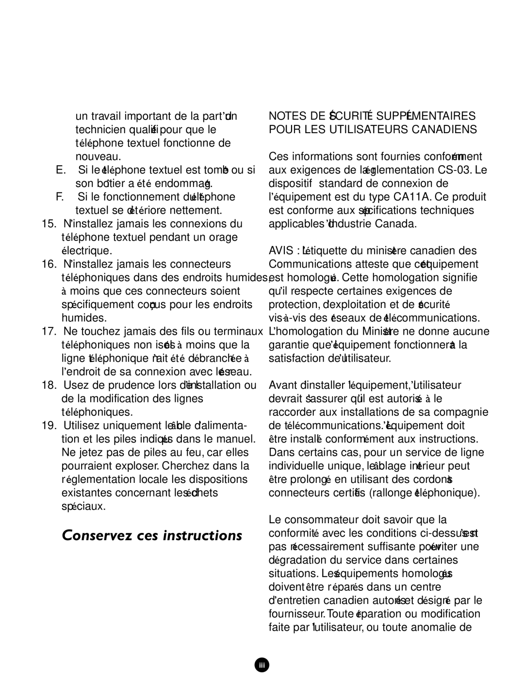 Ameriphone Q90D operating instructions Conservez ces instructions, Spécifiquement conçus pour les endroits humides 