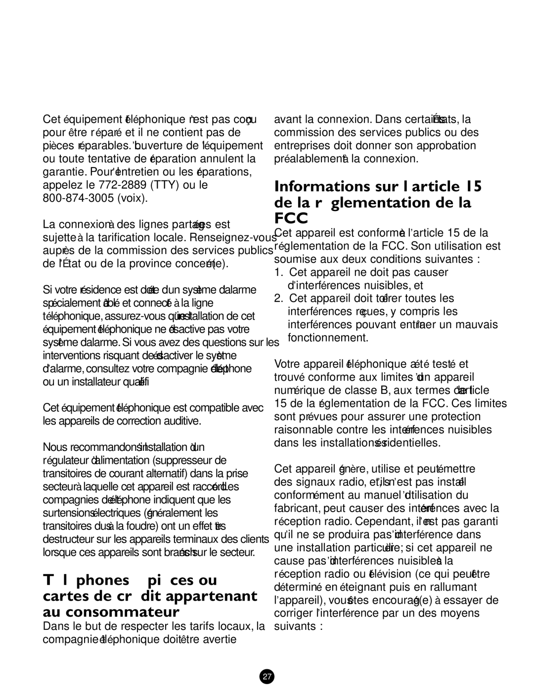 Ameriphone Q90D operating instructions Nous recommandons l’installation d’un 