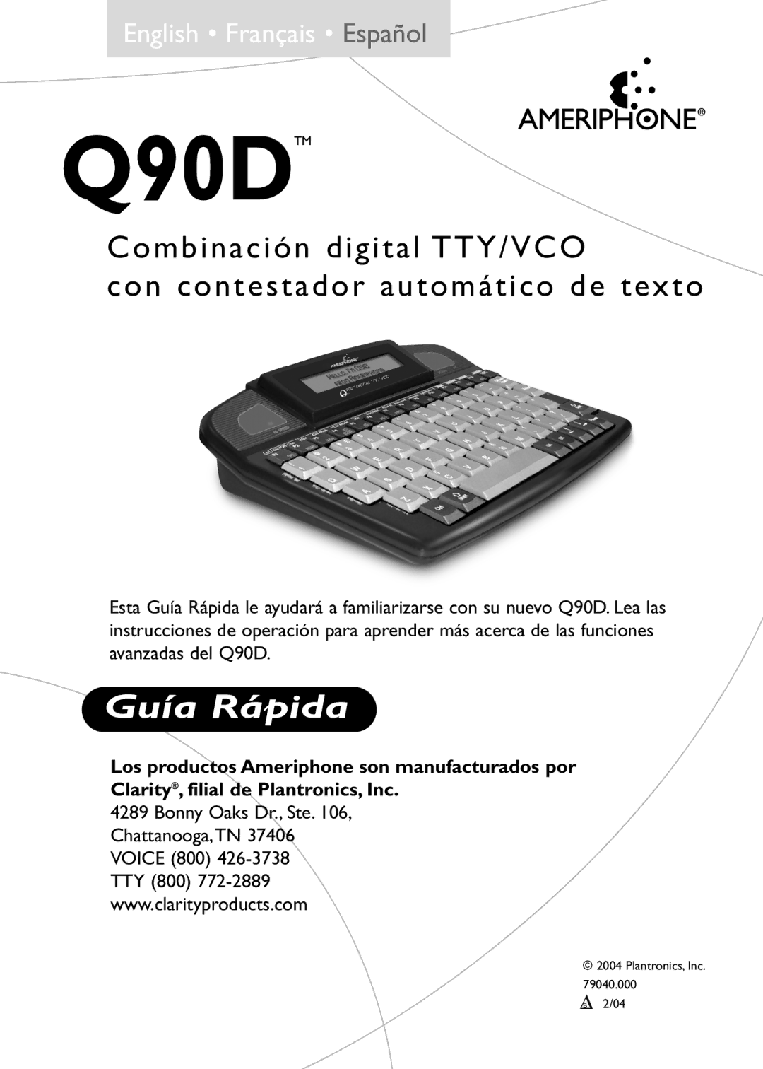 Ameriphone Q90D operating instructions Guía Rápida 