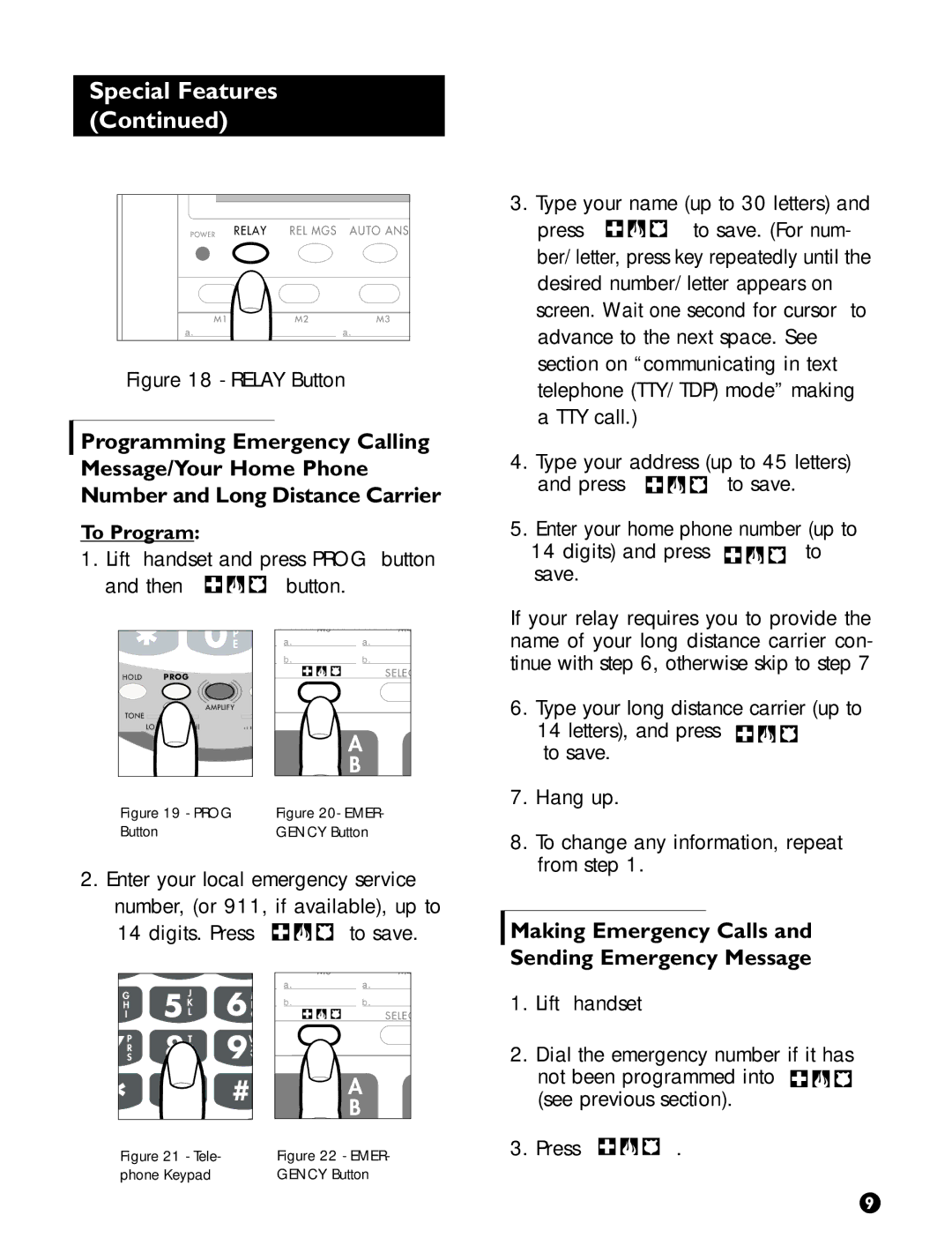 Ameriphone VCO operating instructions To Program, Making Emergency Calls and Sending Emergency Message 