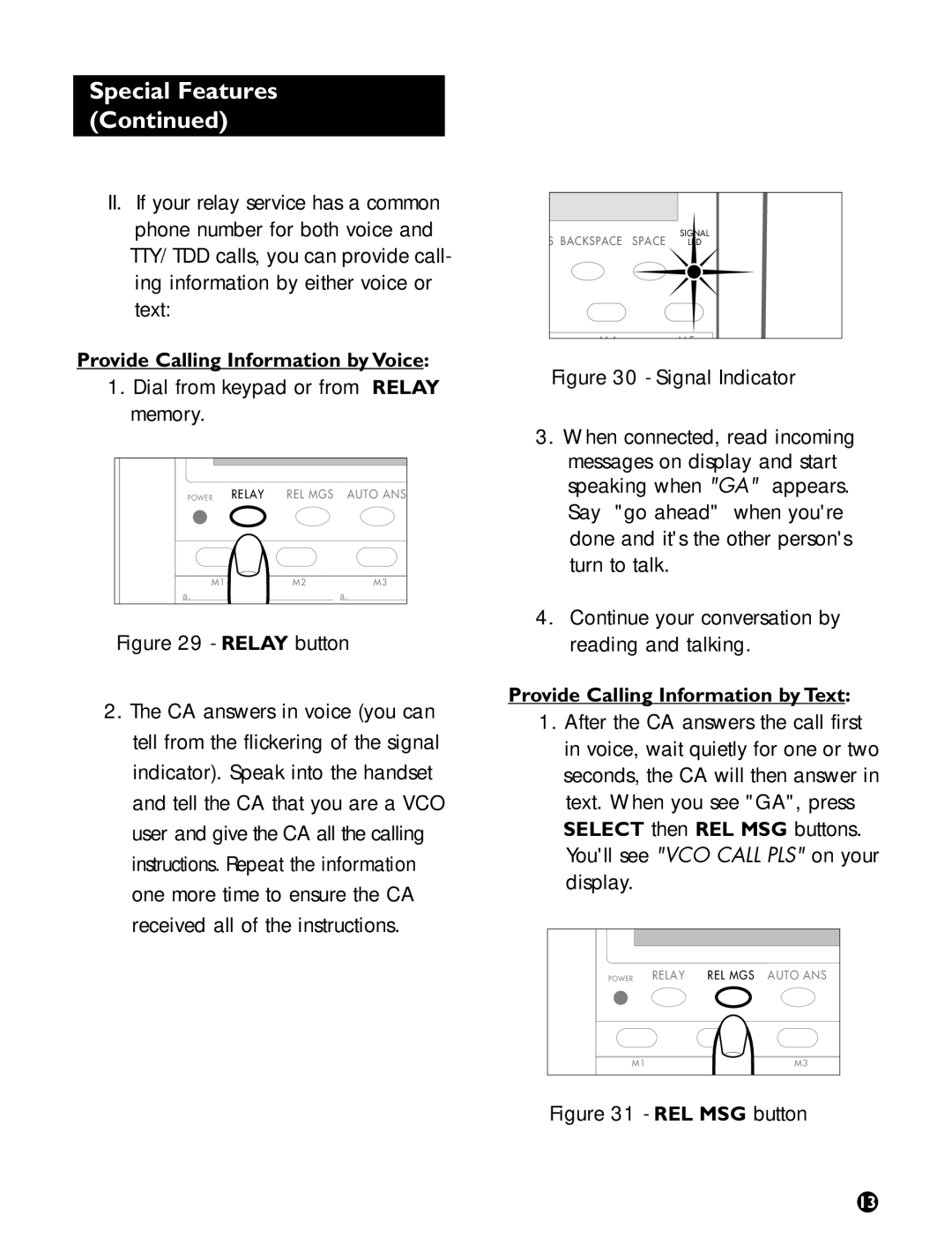 Ameriphone VCO operating instructions Provide Calling Information by Voice, Provide Calling Information by Text 