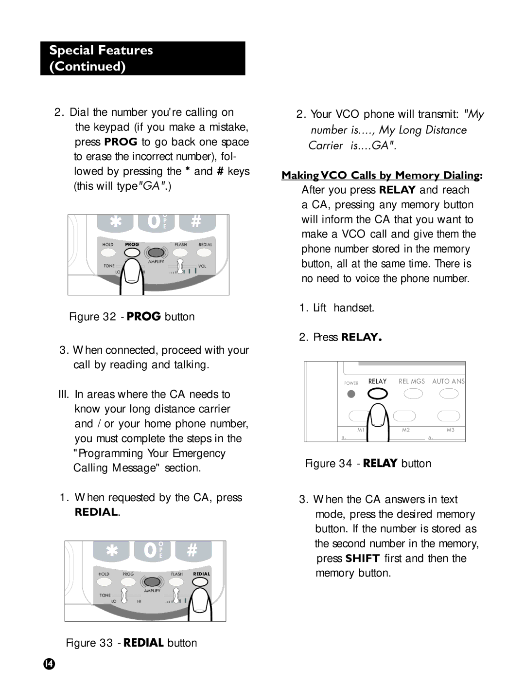 Ameriphone VCO operating instructions Redial 