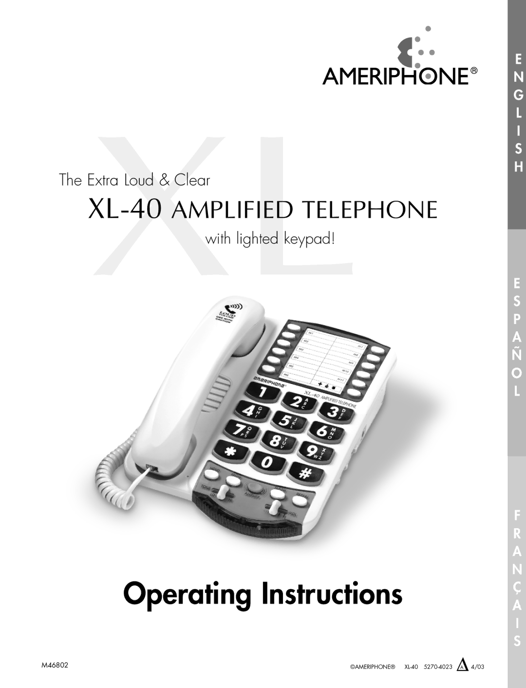 Ameriphone XL-40 manual Operating Instructions 