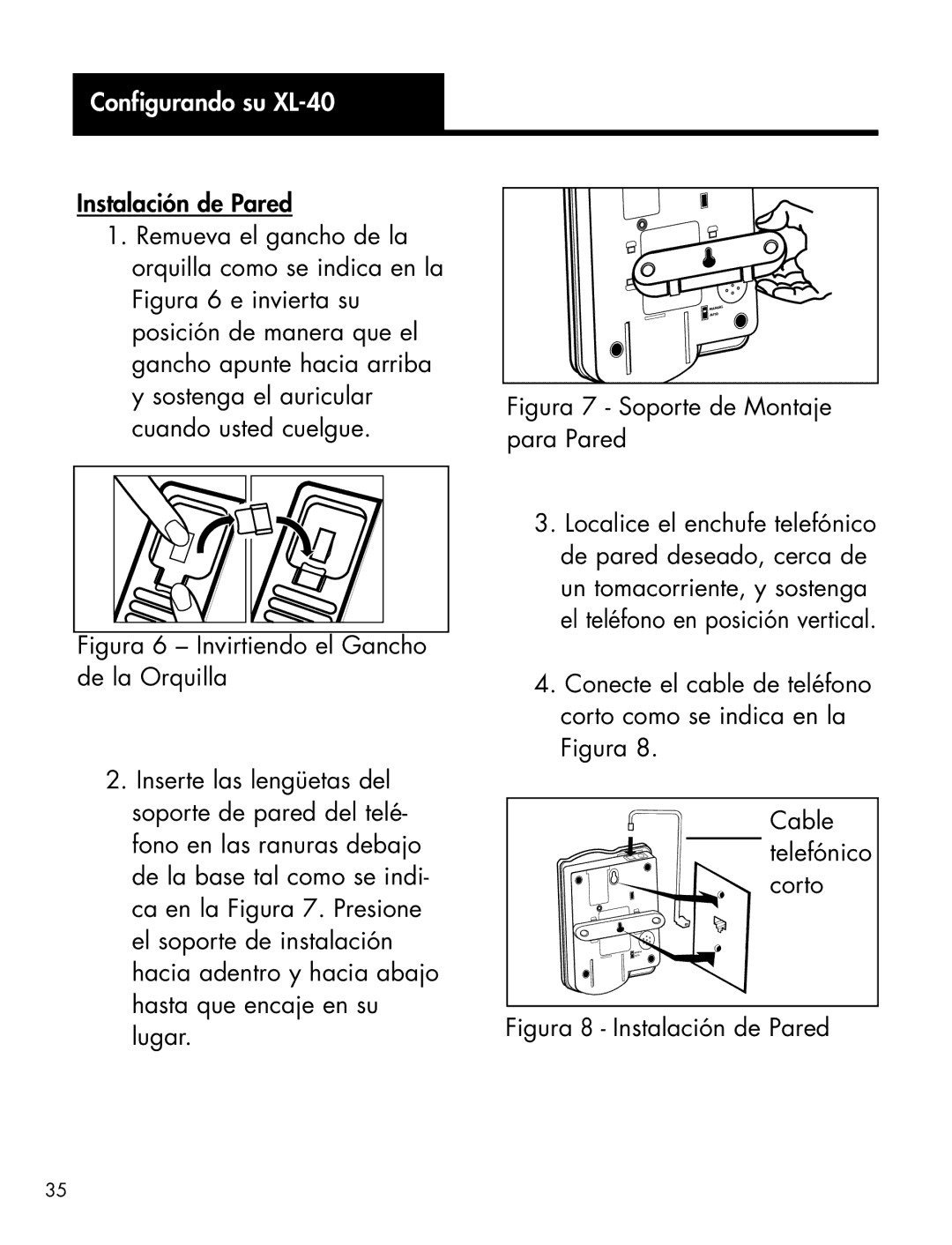 Ameriphone XL-40 manual Figura 7 Soporte de Montaje para Pared 