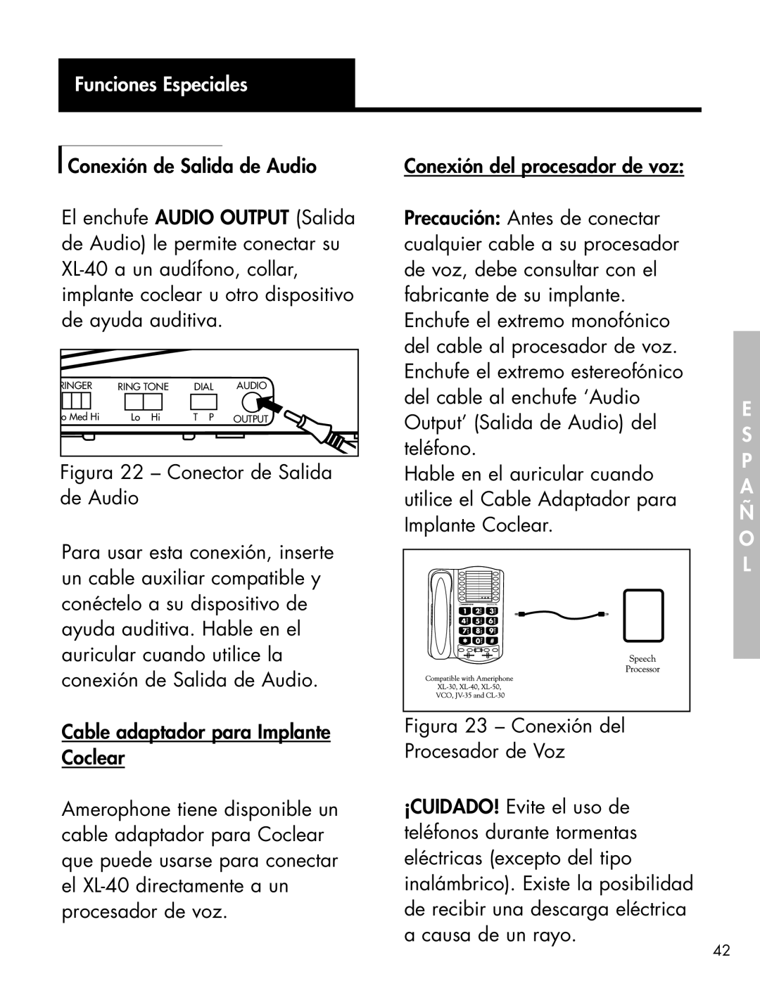 Ameriphone XL-40 manual Audio 