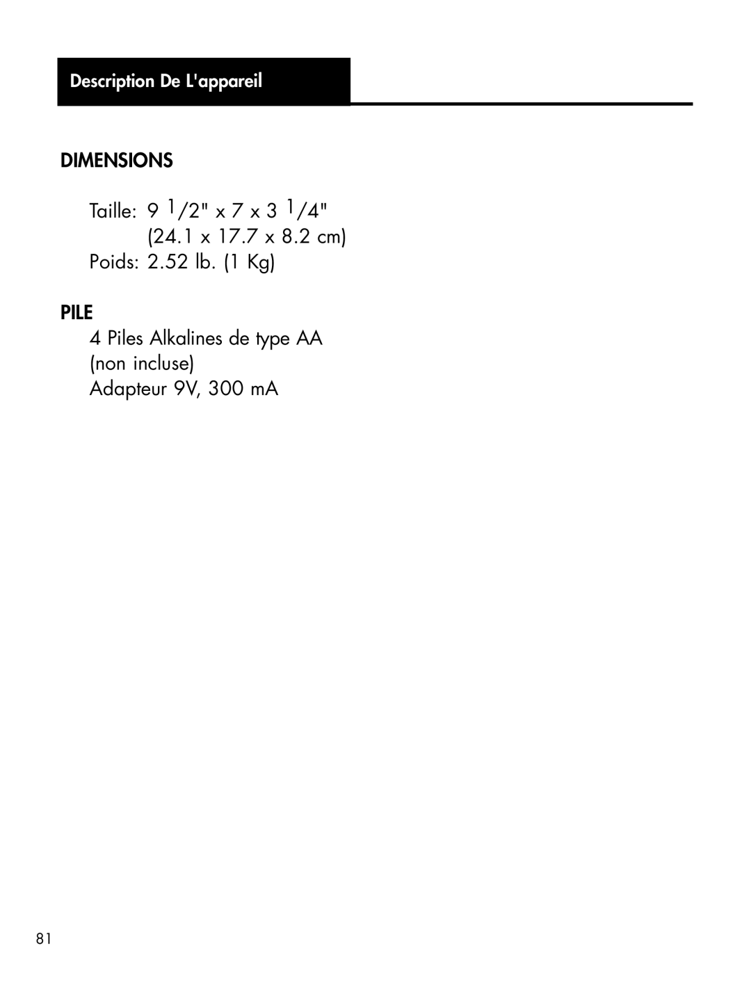 Ameriphone XL-40 manual Dimensions, Pile 