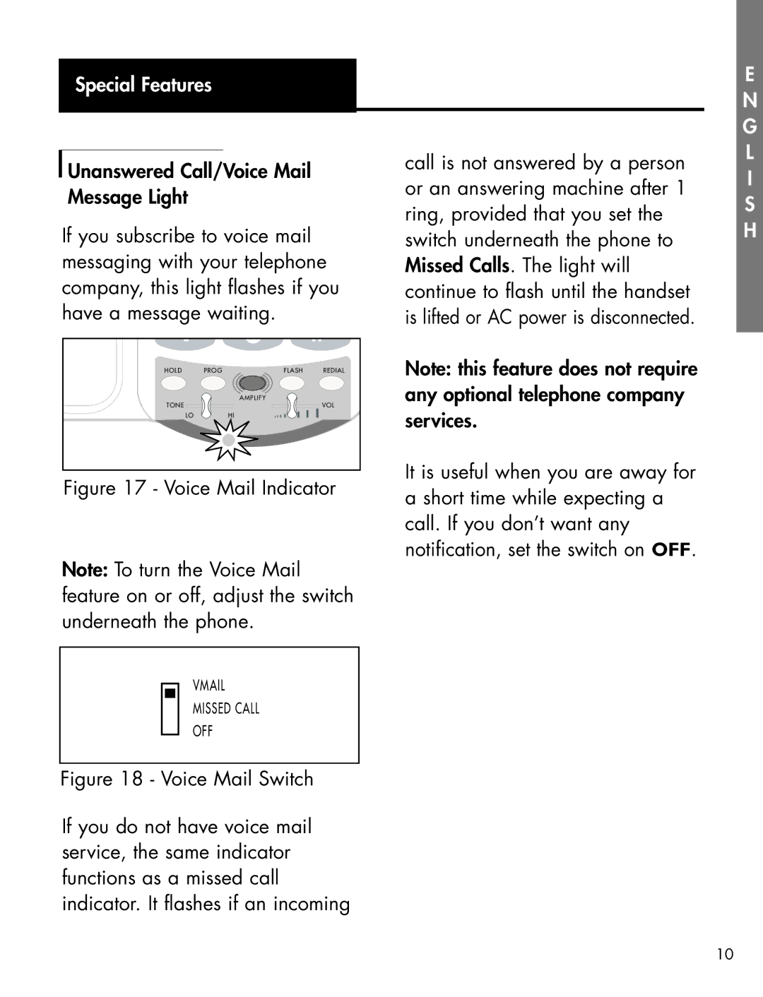 Ameriphone XLXL-40 manual Special Features, Voice Mail Indicator 