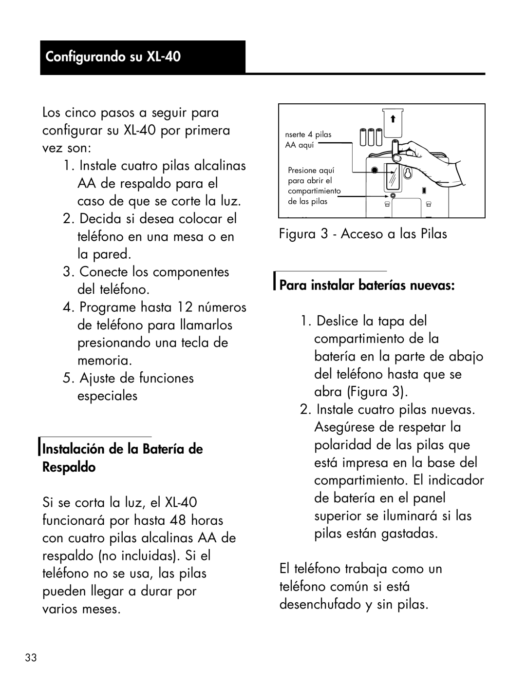 Ameriphone XLXL-40 manual Configurando su XL-40 