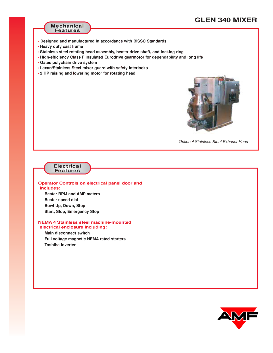 AMF 340 manual Mechanical, Electrical, Operator Controls on electrical panel door and includes 