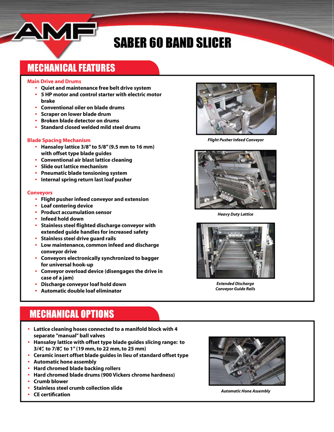 AMF 60 manual Mechanical Features, Mechanical Options 