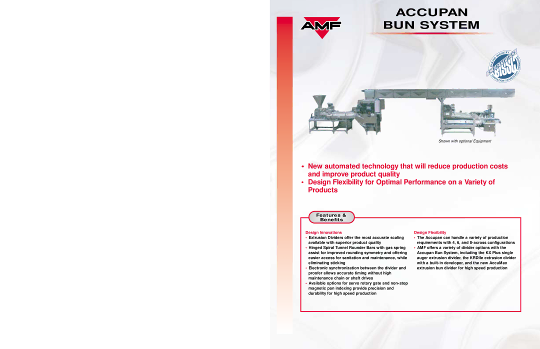 AMF Accupan Bun System specifications Features, Benefits, Design Innovations, Design Flexibility 