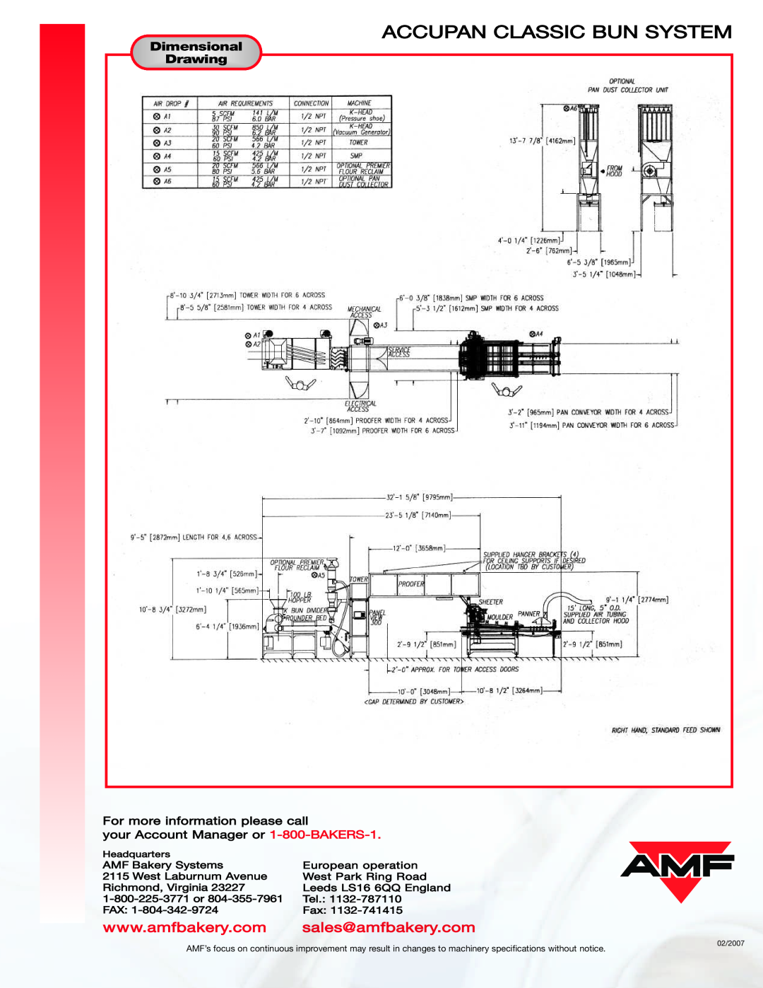 AMF Accupan Classic Bun System manual Dimensional, Drawing 