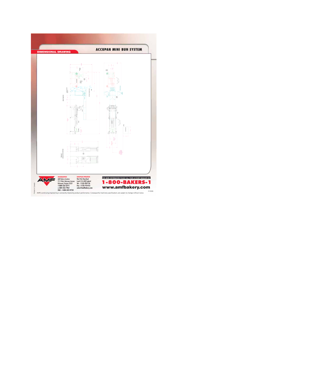 AMF Accupan Mini Bun System specifications Dimensional Drawing, Optional 