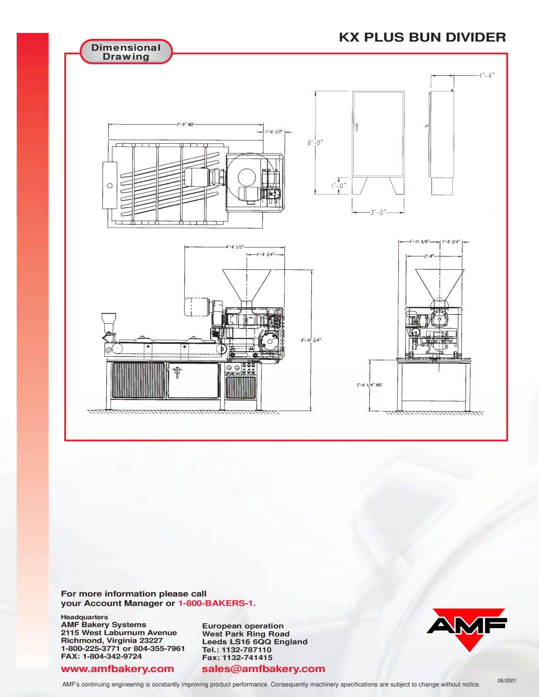 AMF KX PLUS manual Dim ensional, Drawing 