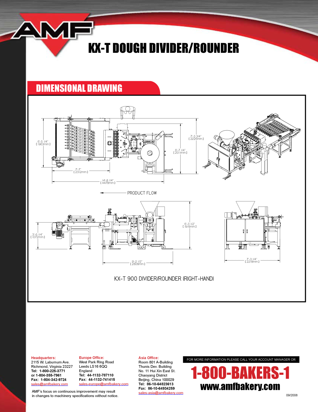 AMF KX-T Dimensional Drawing, Kx-Tdough Divider/Rounder, , , Headquarters 