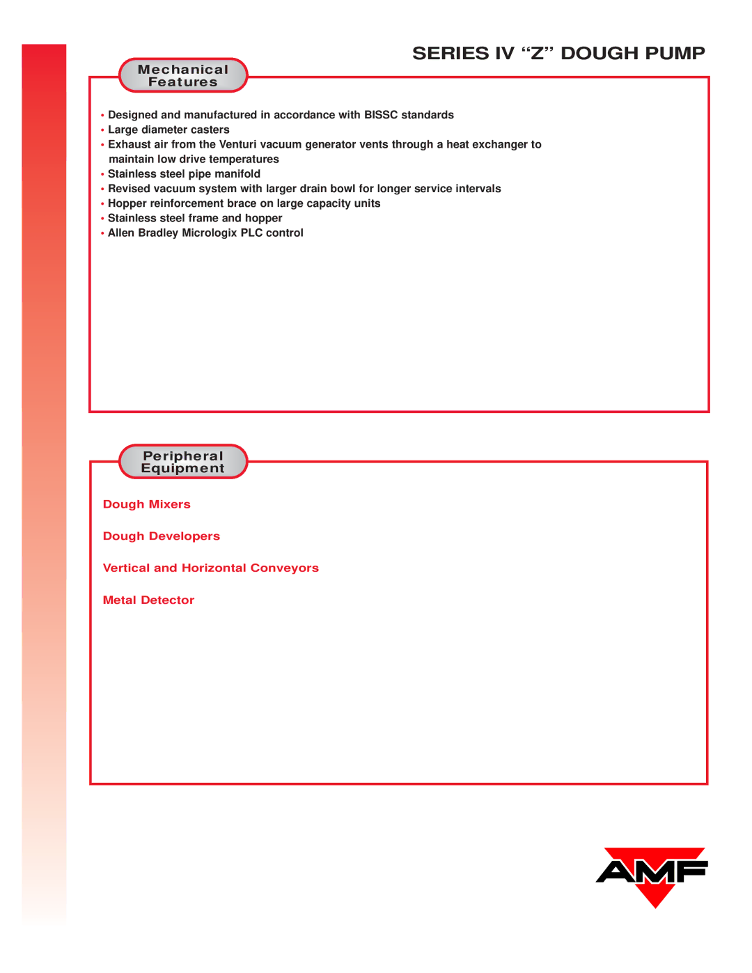 AMF Series IV manual Mechanical, Peripheral, Equipment 