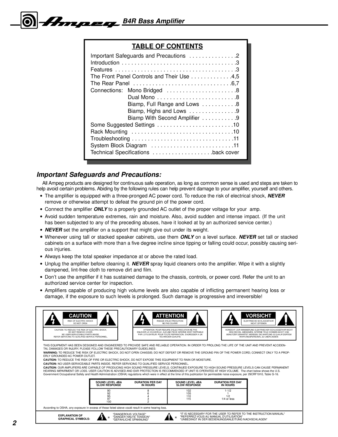 Ampeg manual B4R Bass Amplifier 