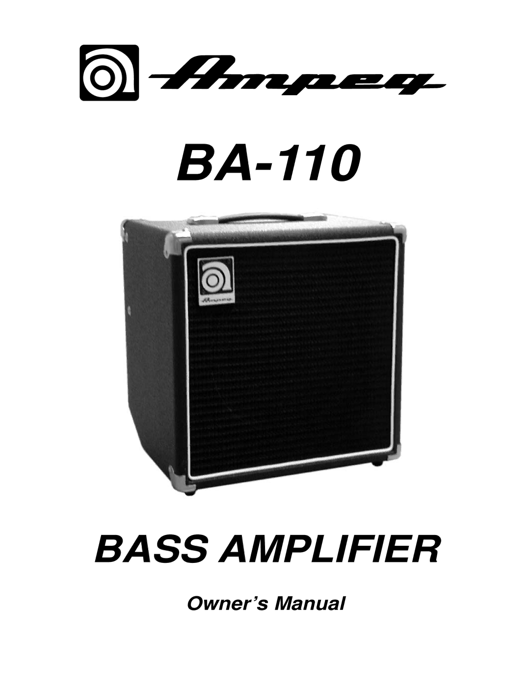 Ampeg BA-110 owner manual 