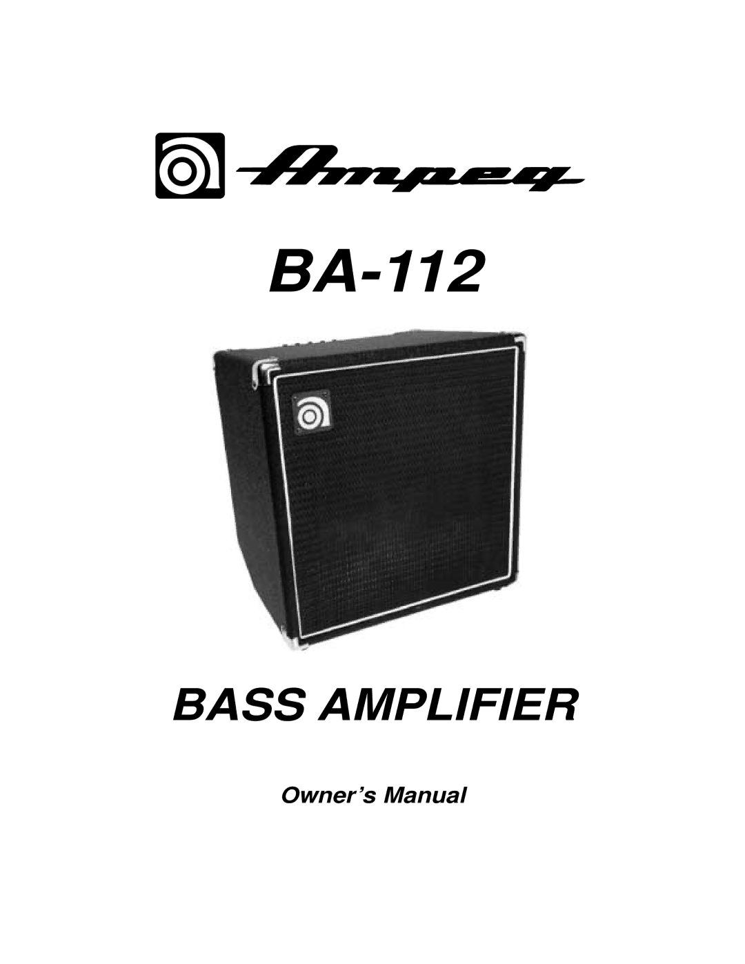 Ampeg BA-112 owner manual 