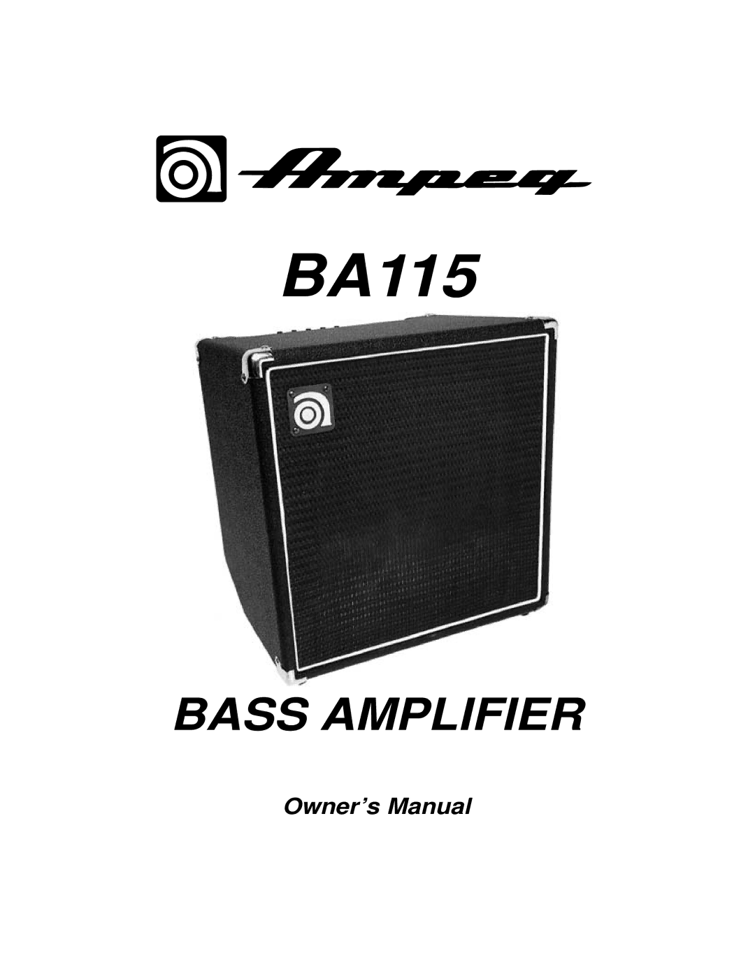 Ampeg Ba115 owner manual BA115 