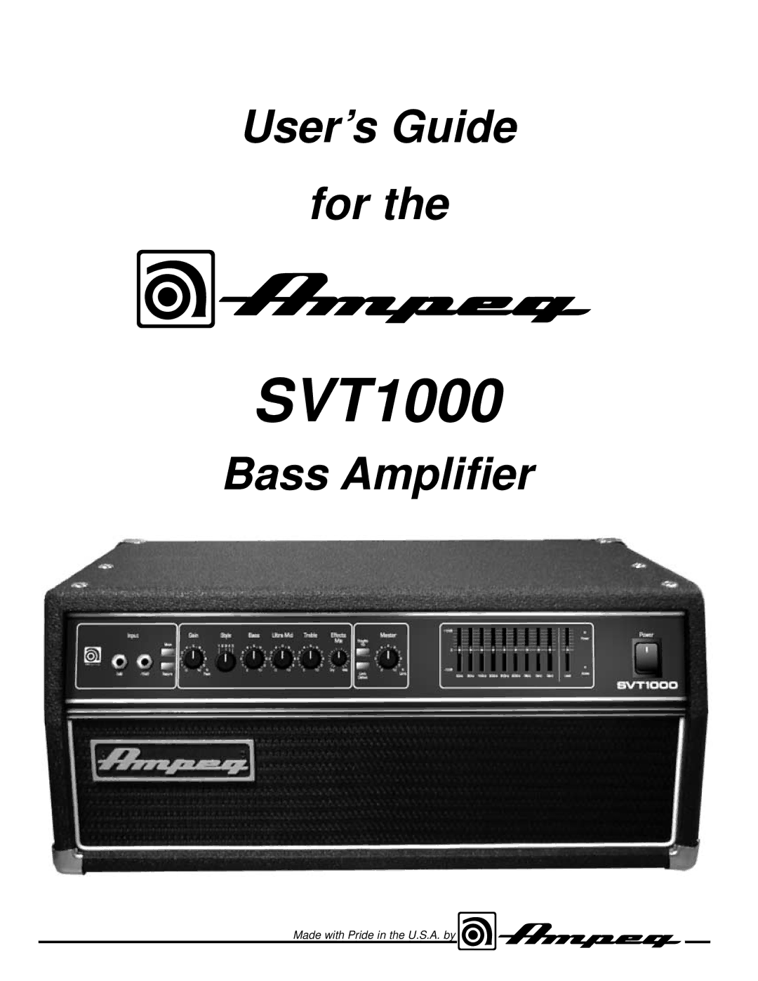 Ampeg SVT1000 manual 