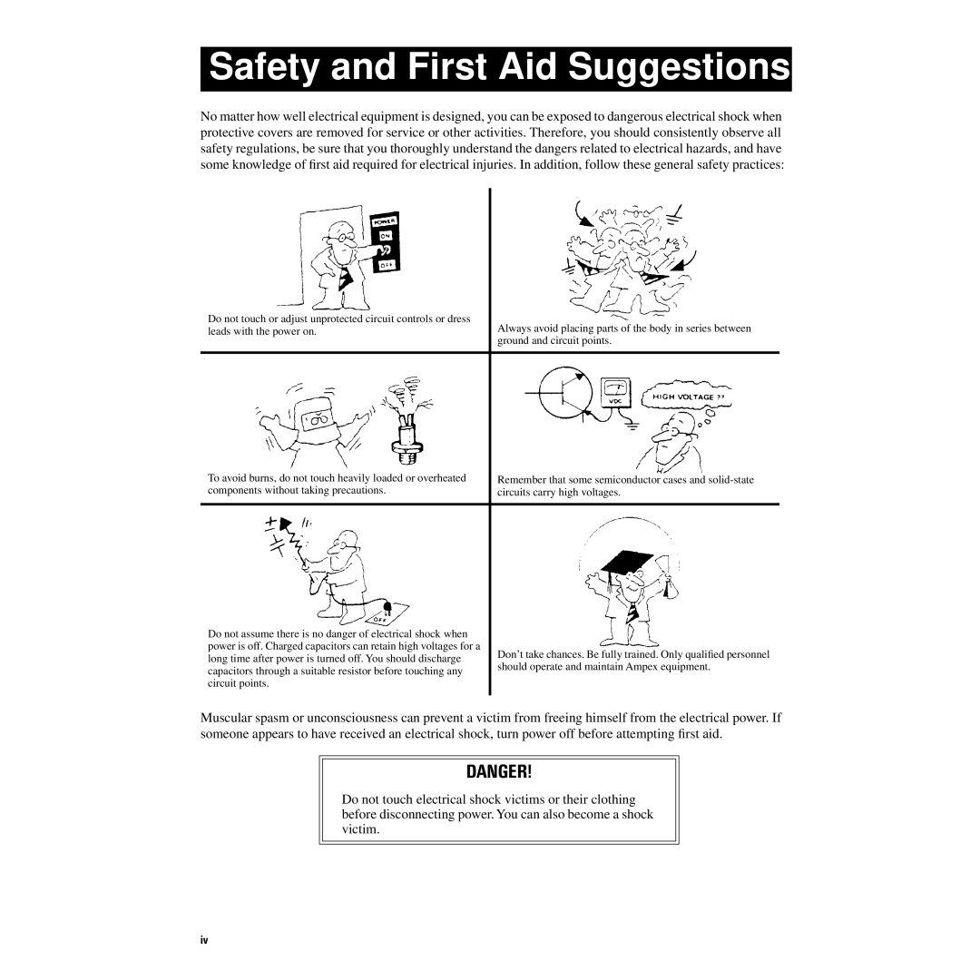 Ampex Data Systems ATM 300 manual Safety and First Aid Suggestions 