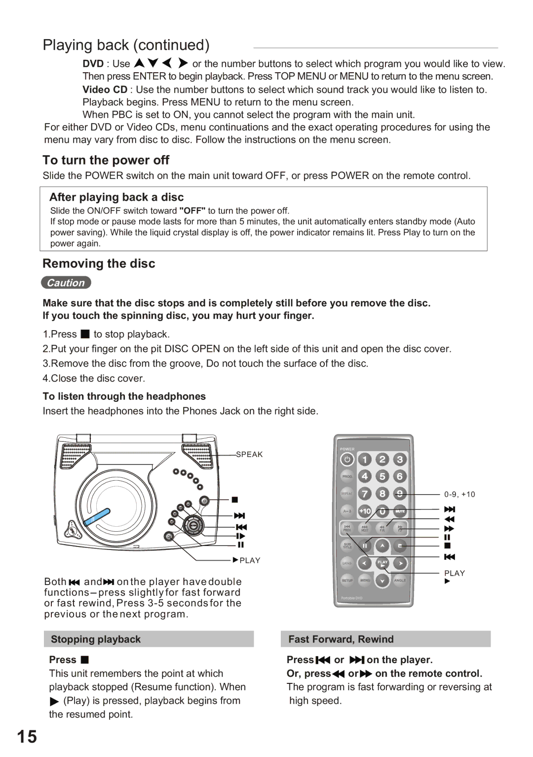 Amphion M510 manual To turn the power off, Removing the disc 