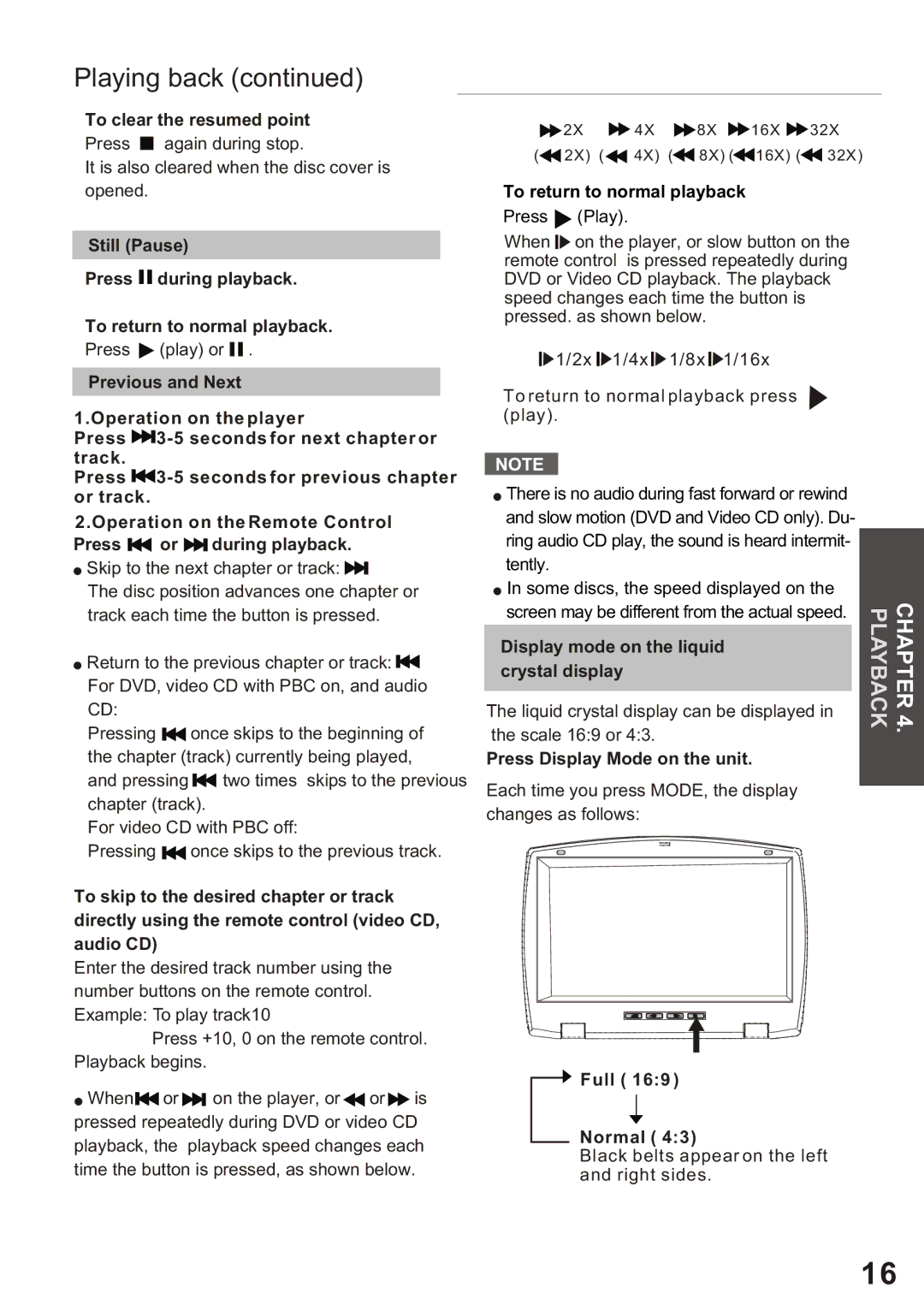 Amphion M510 manual To clear the resumed point, Display mode on the liquid crystal display, Press Display Mode on the unit 