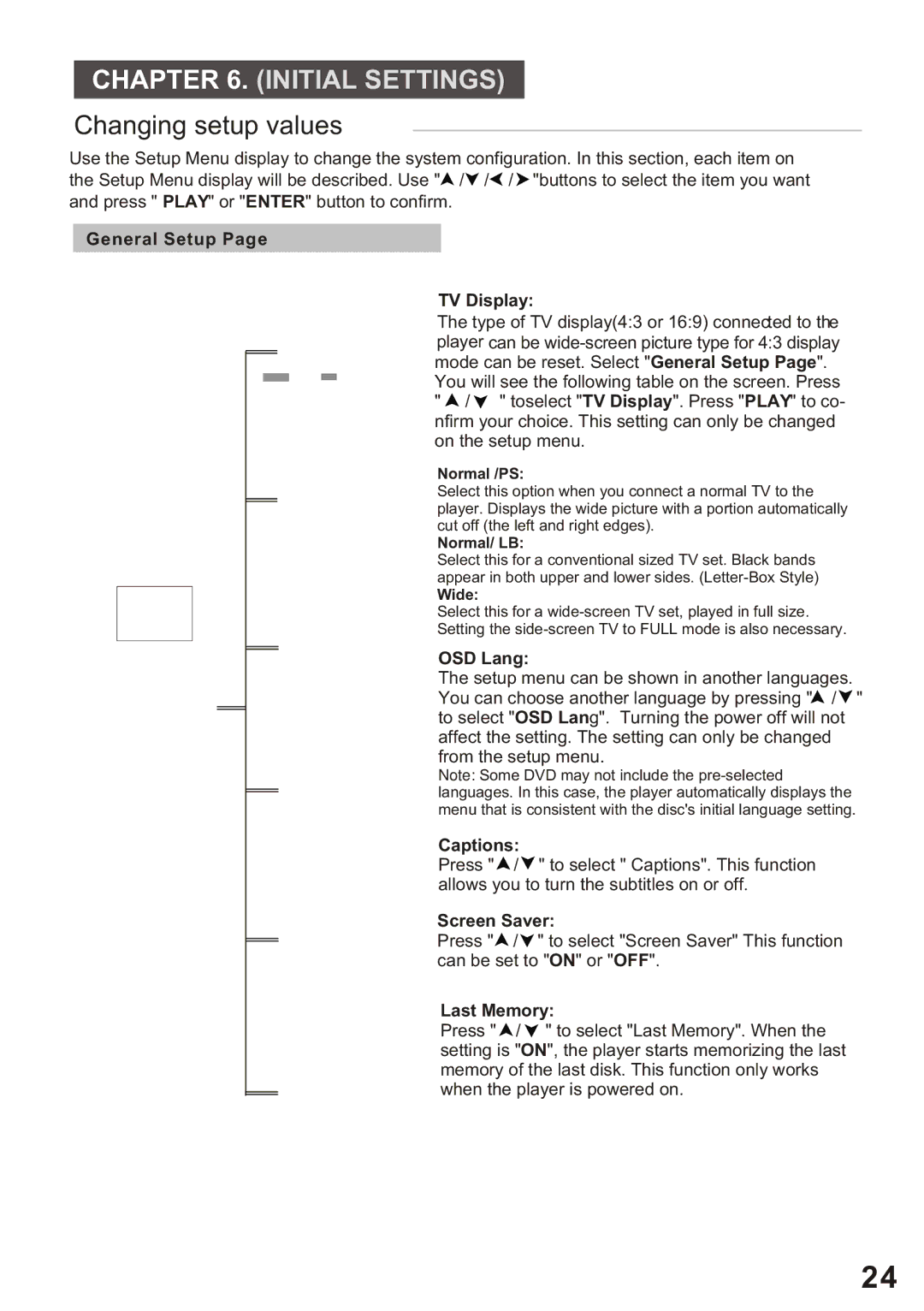 Amphion M510 manual Initial Settings, Changing setup values 