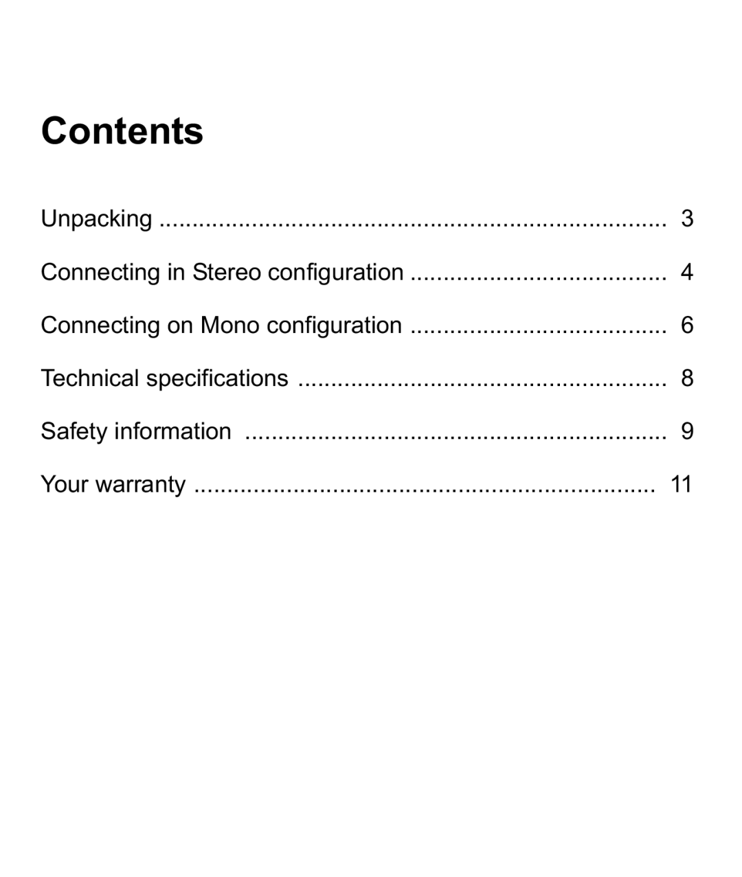 Amphony 100 manual Contents 