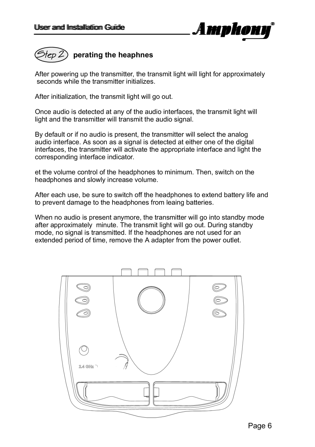 Amphony 2000 manual Operating the headphones 