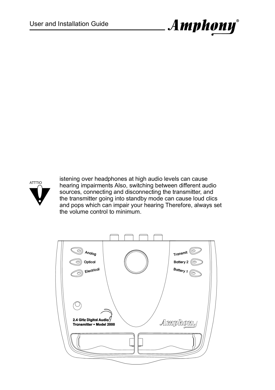 Amphony 2000 manual Adjusting the analog audio interface level 