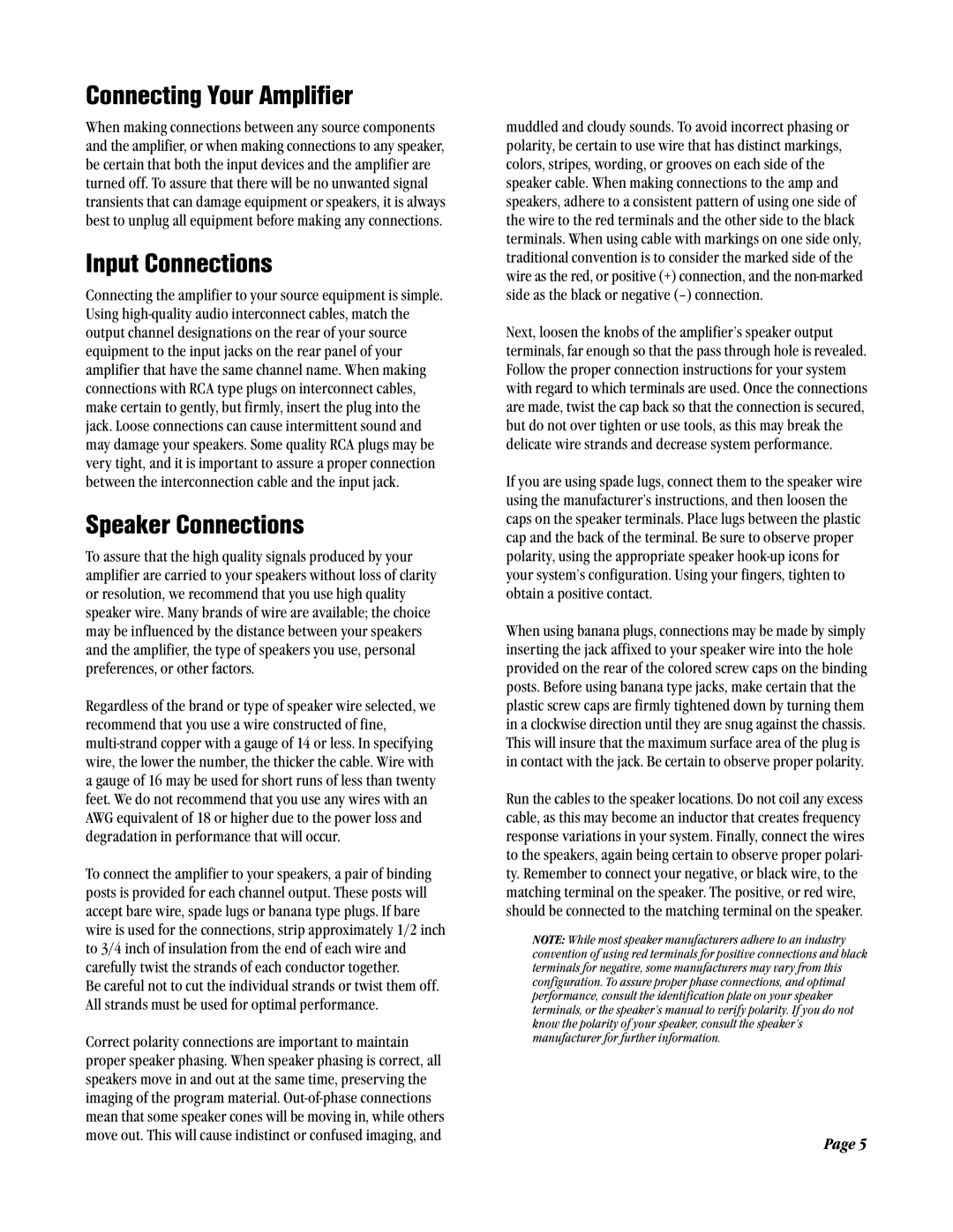 Amplifier Tech AT1800 Series manual Connecting Your Amplifier, Input Connections, Speaker Connections 