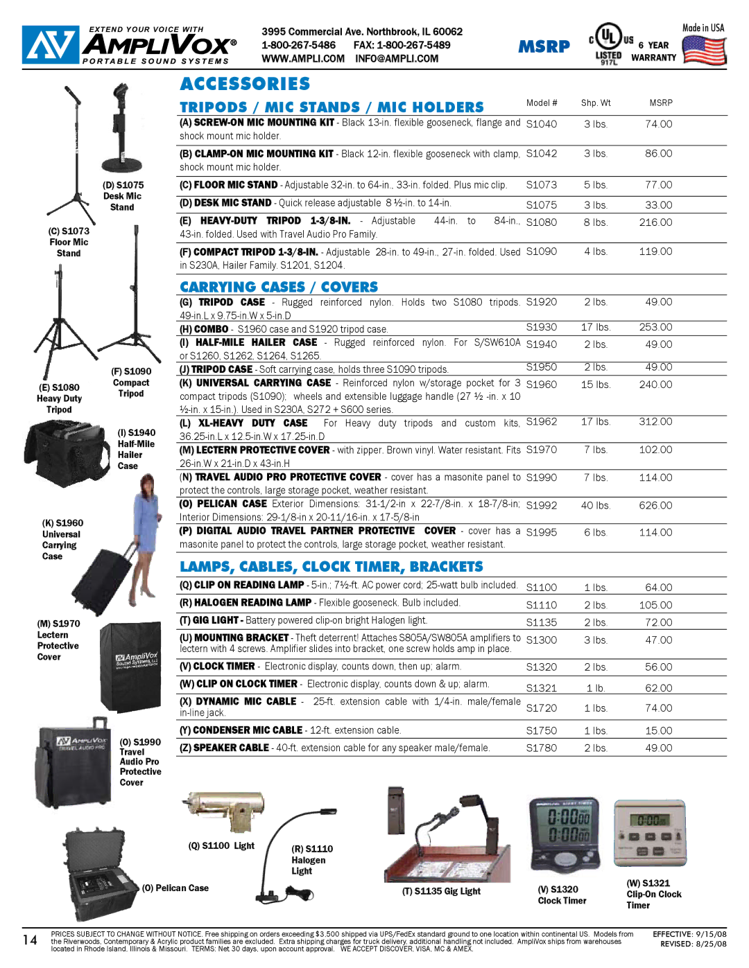 AmpliVox S805A warranty Heavy-duty Tripod 1-3/8-in, Tripod Case Rugged, XL-heavy duty Case 