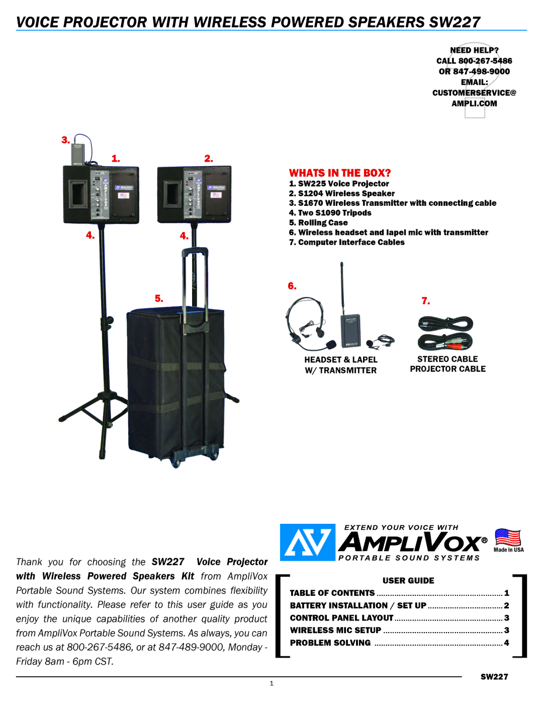 AmpliVox manual Voice Projector with Wireless Powered Speakers SW227, Whats in the Box? 