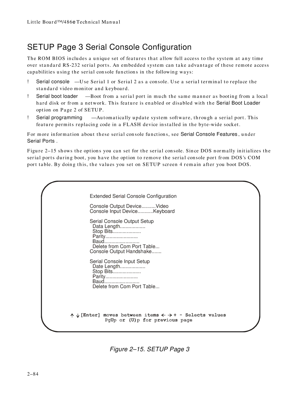 Ampro Corporation 486E manual Setup Page 3-Serial Console Configuration, Extended Serial Console Configuration 