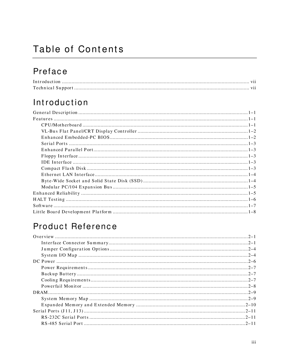 Ampro Corporation 486E manual Table of Contents 