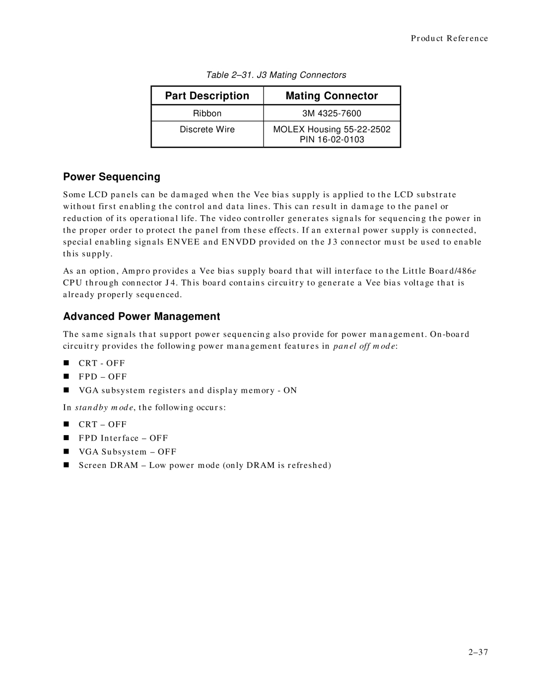 Ampro Corporation 486E manual Power Sequencing, Advanced Power Management 