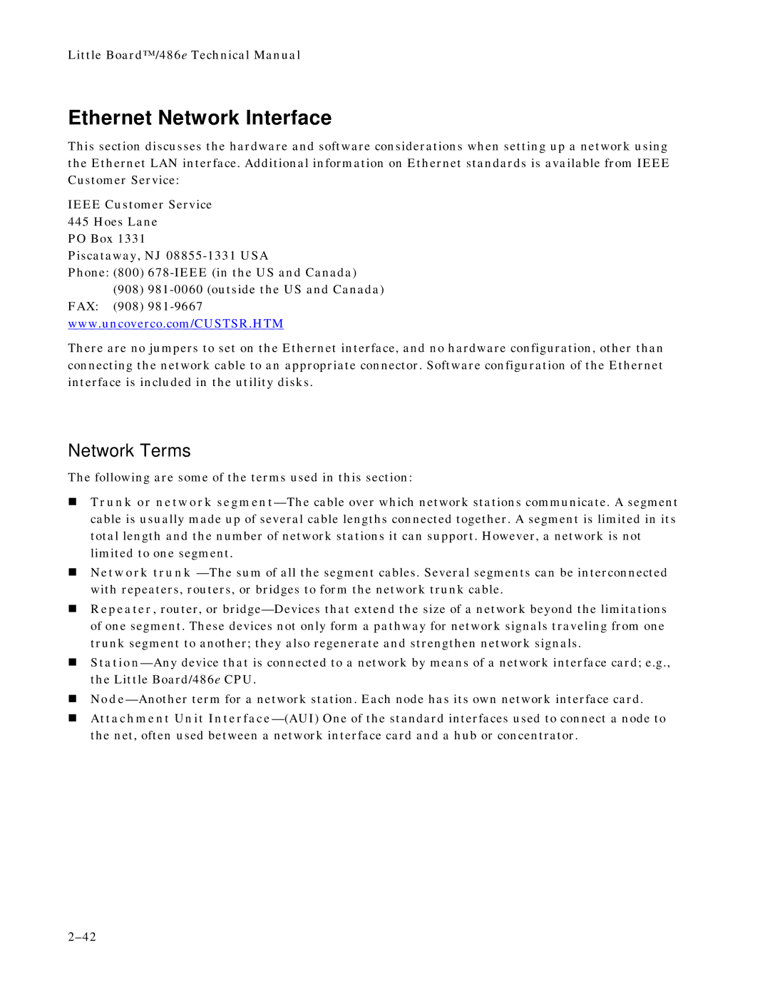 Ampro Corporation 486E manual Ethernet Network Interface, Network Terms 