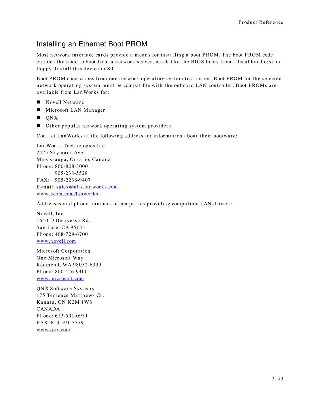 Ampro Corporation 486E manual Installing an Ethernet Boot Prom, Qnx 