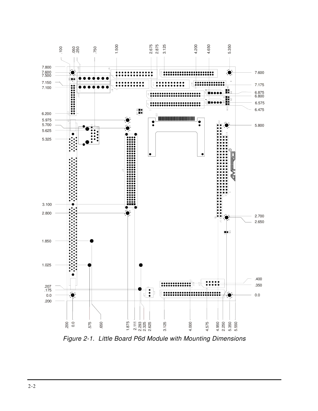 Ampro Corporation 5001451A manual Little Board P6d Module with Mounting Dimensions 