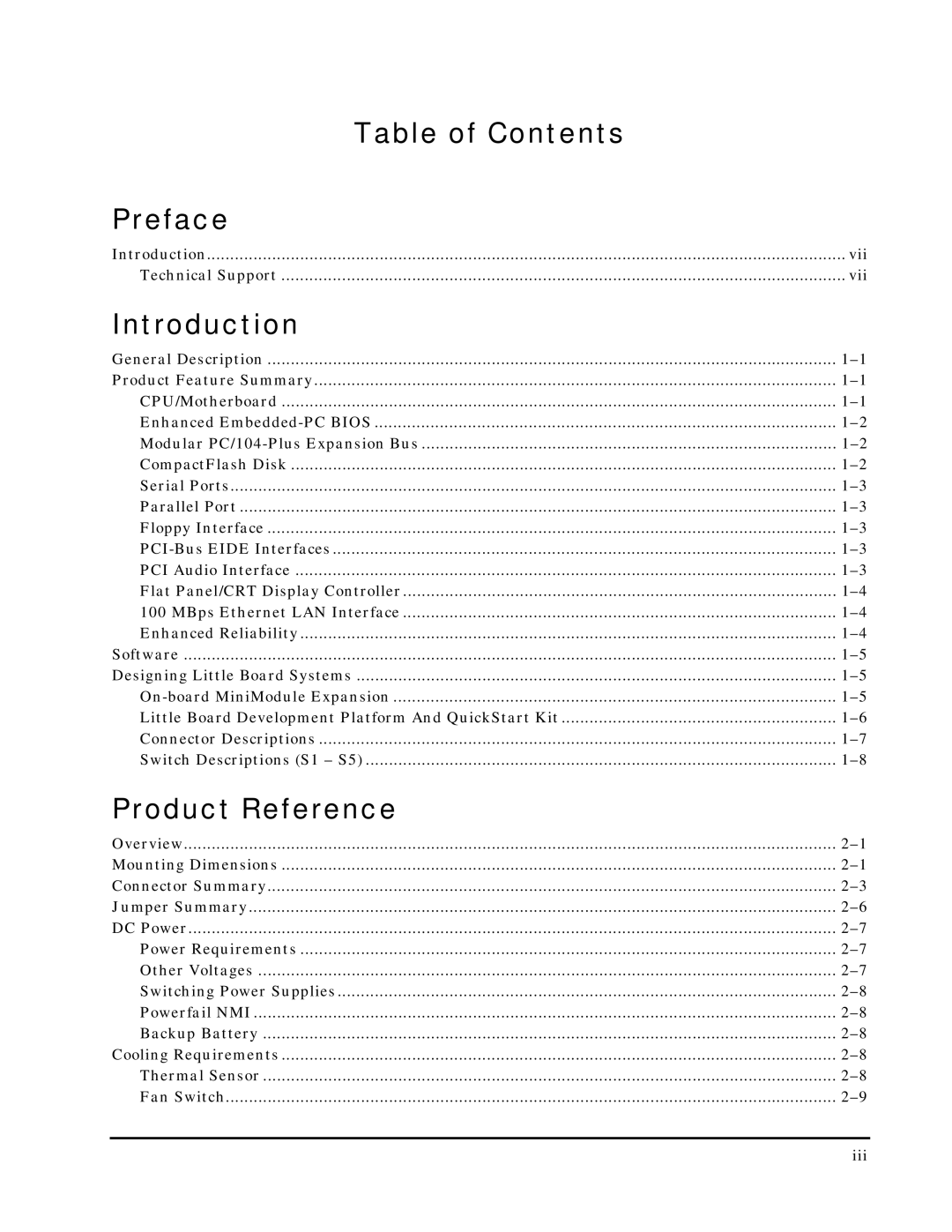 Ampro Corporation 5001451A manual Table of Contents Preface 