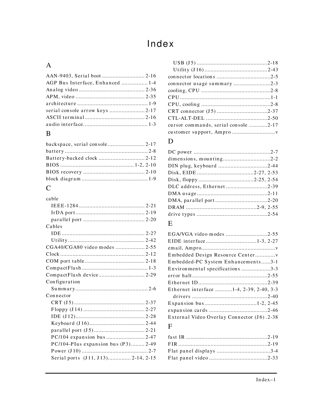 Ampro Corporation 5001451A manual Cable 