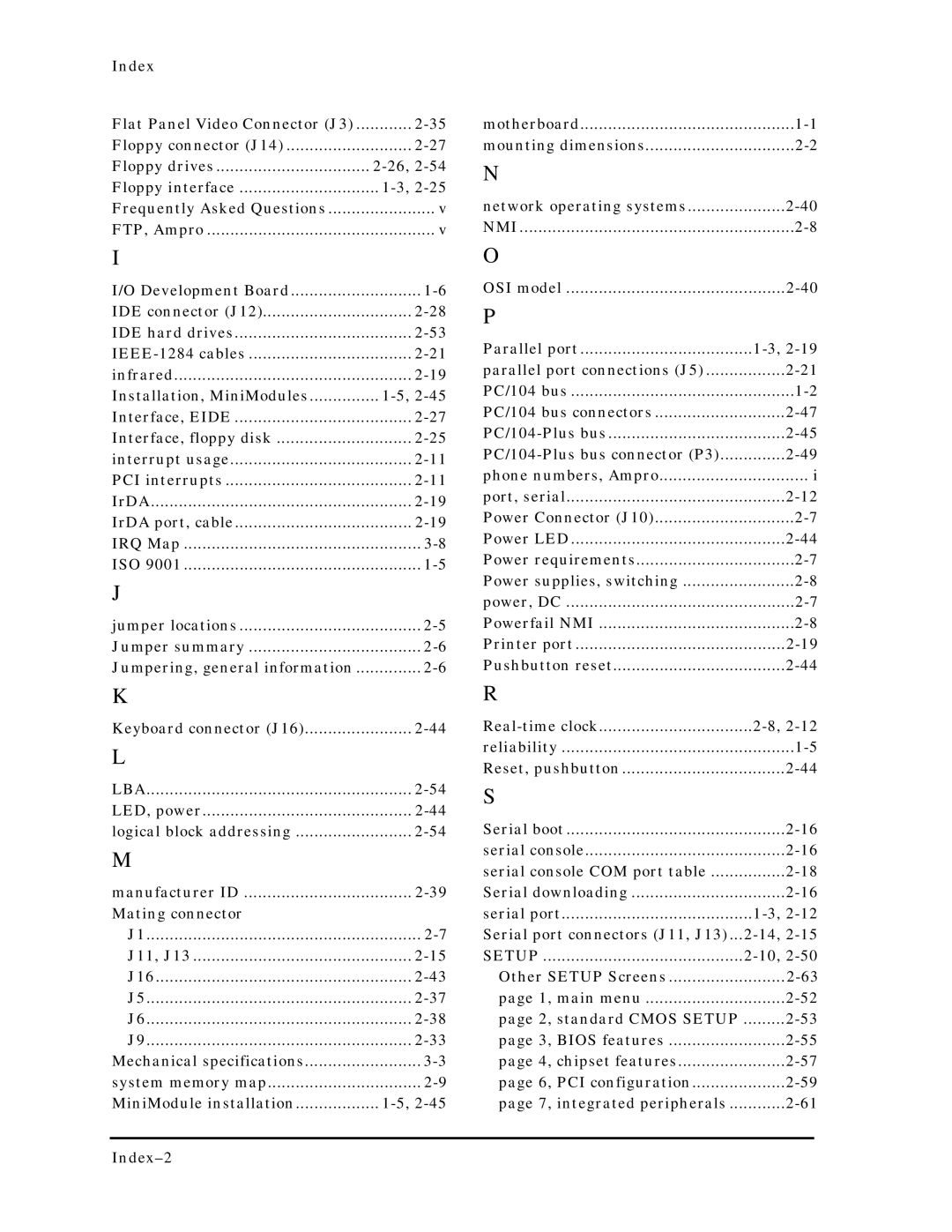 Ampro Corporation 5001451A manual Setup 